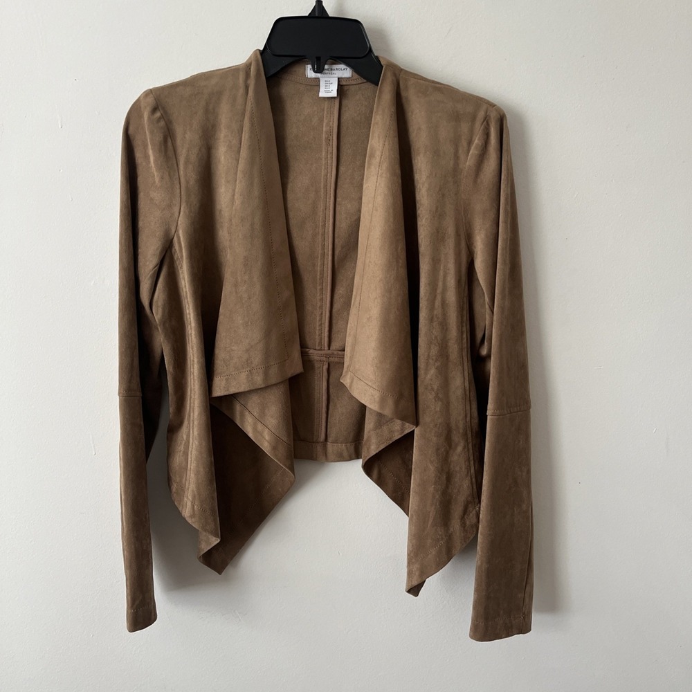 Katherine Barclay Women's Faux Suede Cardigan Jacket Brown Small Boho Cowgirl